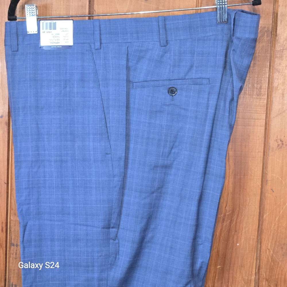 PETER MILLAR SB FLYNN Plaid Wool Mens Dress Pants 42W 37L Flat Front